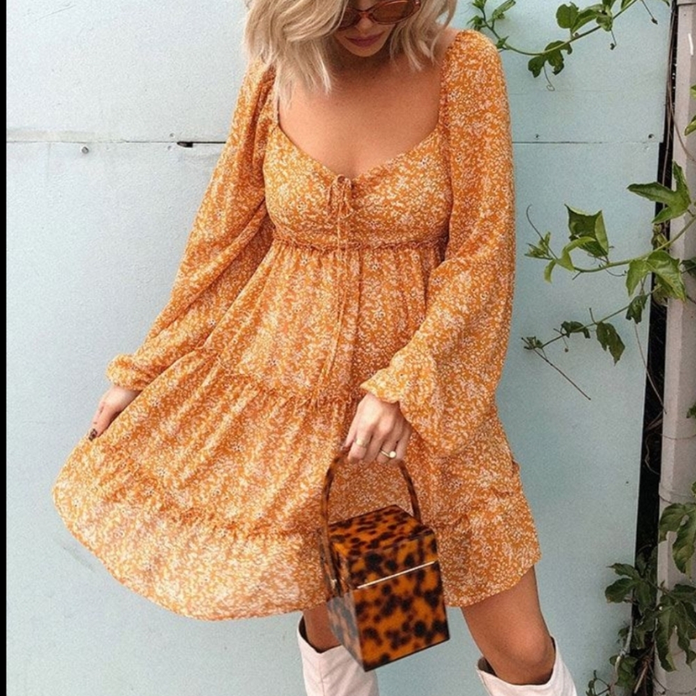 ISO Forever21 Floral Chiffon Peasant Dress